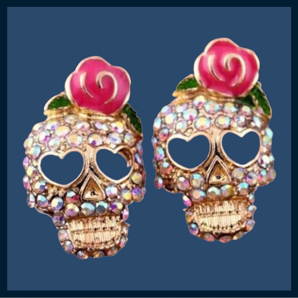 Pink Skull Earrings - Picture 2 of 5